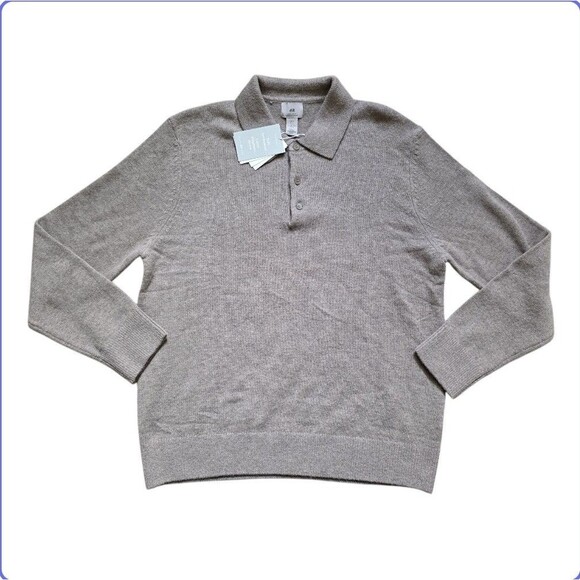 H&M Wool Sweater Women Size Large Collared Button Pullover Brown Long Sleeve NWT - Picture 1 of 8